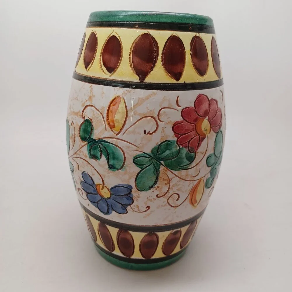 Vintage Italian Vase Hand Painted 8